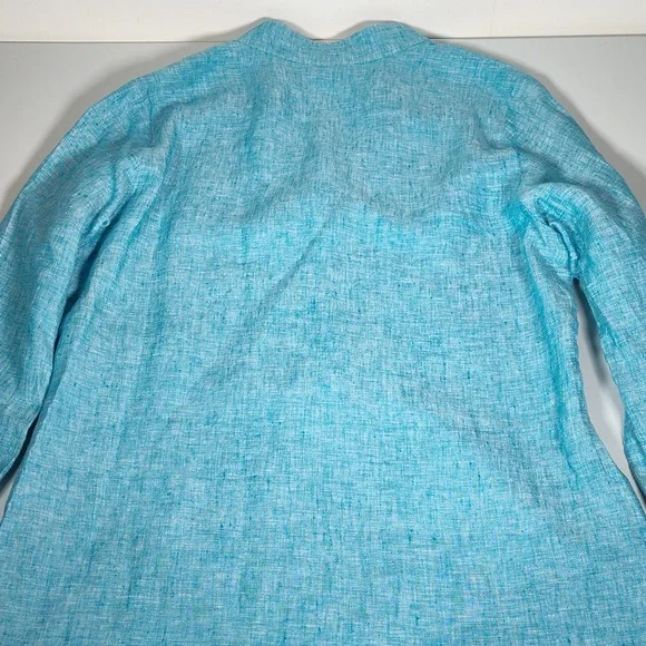 Island Company 100% linen blue shell kimono tunic coverup top M - Picture 10 of 10